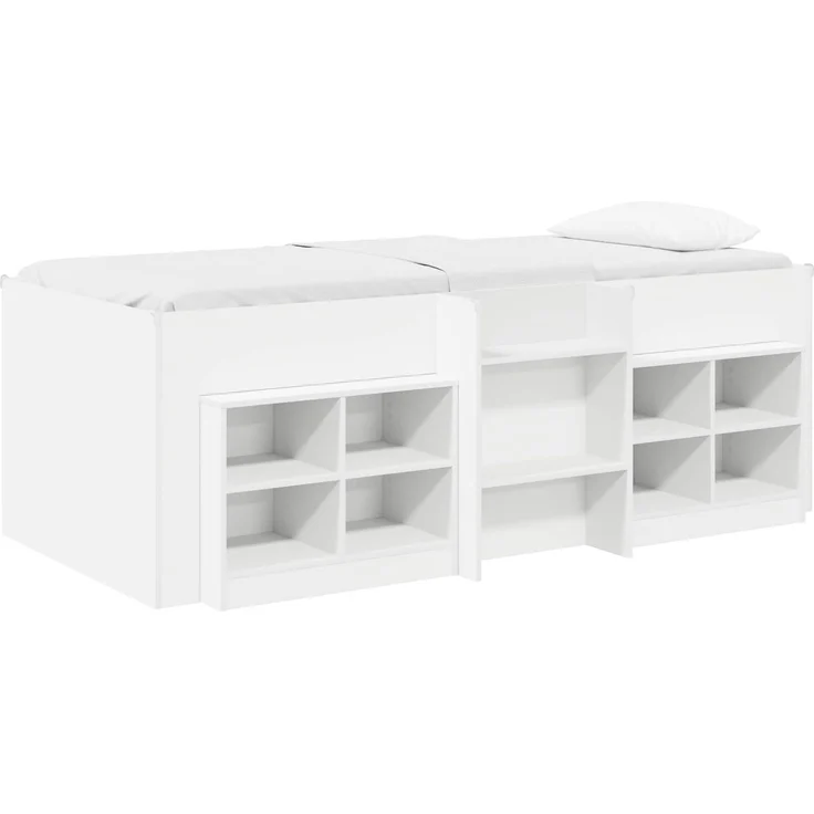 vidaXL Loft Bettgestell mit Schrank 3 stk. Weiß Holzwerkstoff 3423406 – Bild 2