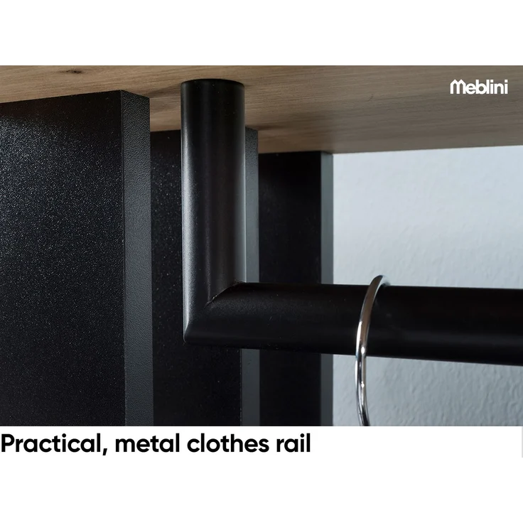 AX LIVING Garderobe Flur Milanoir 100 Spiegel, Wohnwand Artisan Eiche – Bild 4