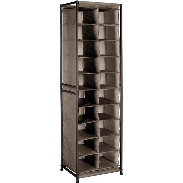Schuhregal Schuhschrank Schuhablage Metallrahmen mDesign 20 Fächer dunkelbraun – Bild 8