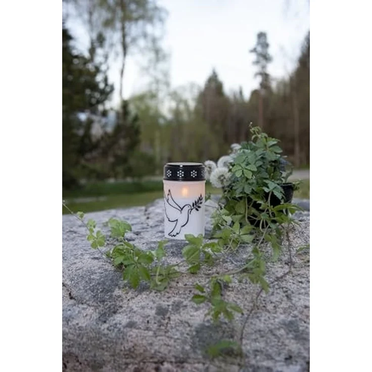 LED Grabkerze Dove, Timer, mit Tauben-Motiv, H 12cm – Bild 3