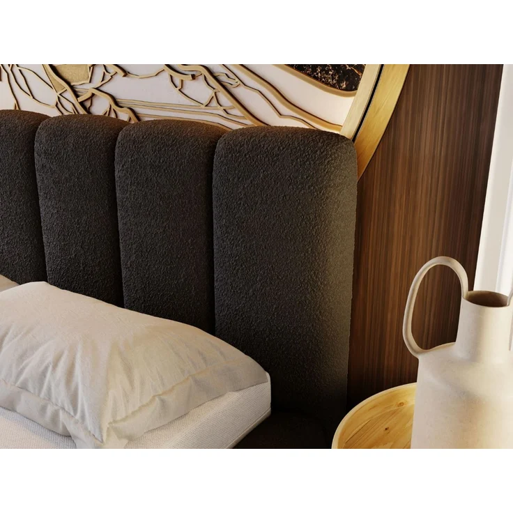 GRAINGOLD Cloud Bett 200x200, Polsterbett ohne Bettkasten, Bouclé-Stoff, mit Lattenrost, Schwarz – Bild 6