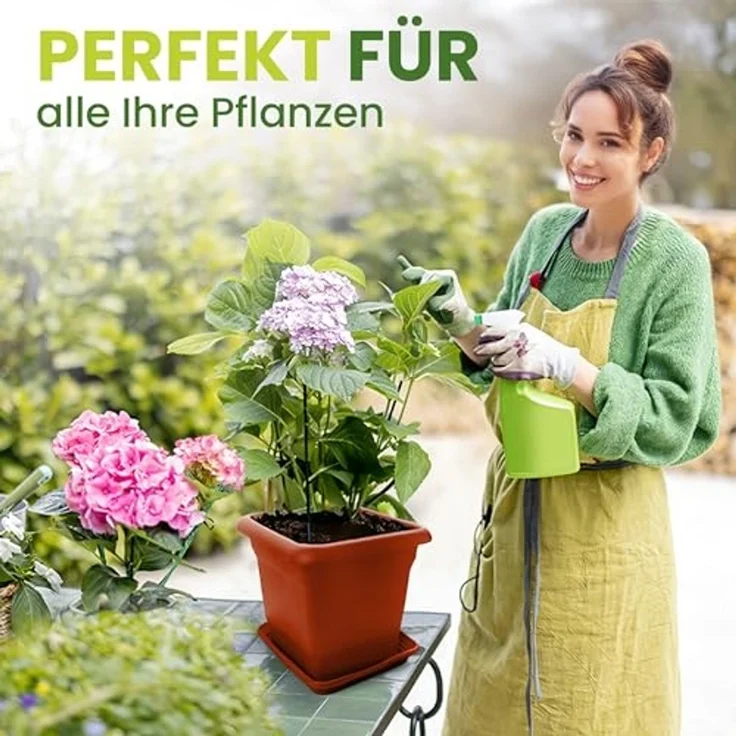 Centi Pflanzkübel Blumentopf Gross, Pflanzentopf Groß Außen Blumentopf mit Untersetzer (Set, 6 St, 40x40 cm aus Kunststoff in Terracotta), Pflanzkübel, Blumenkübel, Made in DE – Bild 2