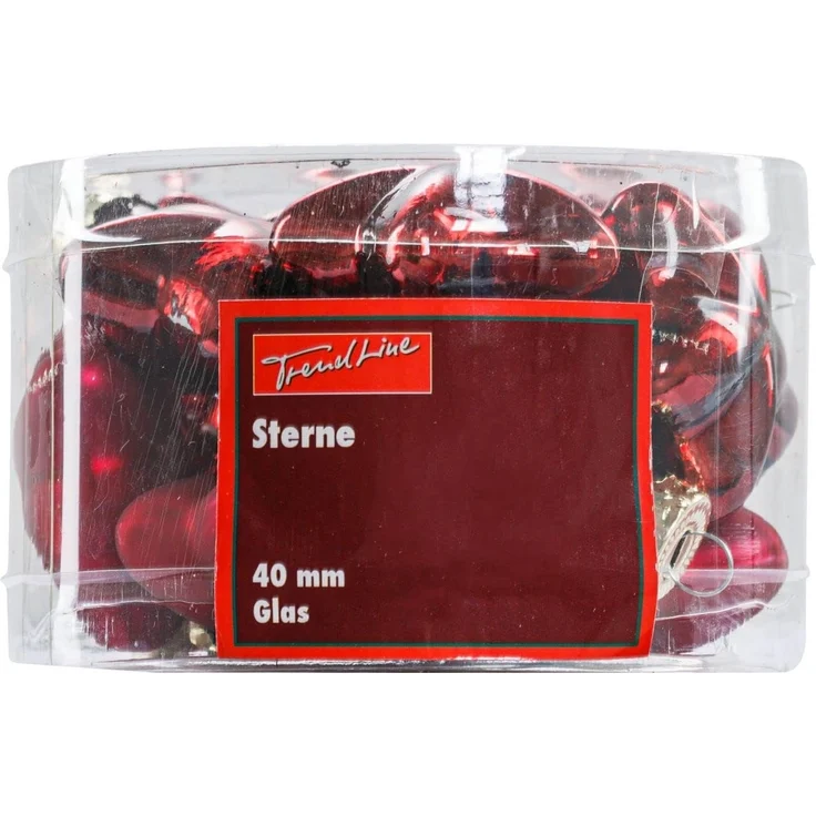 TrendLine Mini-Glas-Sterne rot 12 Stück Ø 4 cm Weihnachtsdekoration – Bild 4