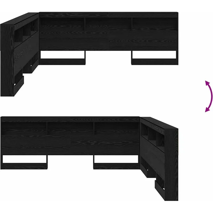 vidaXL Aufbewahrungskopfteil Schwarz Eichen-Optik Holzwerkstoff 76,5 x 217,5 x 217,5 cm – Bild 10