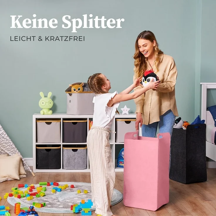 HENNEZ Wäschekorb "Katy" aus Filz schmal und zusammenklappbar, 80l, Wäschesack Groß für Schmutzwäsche Wäschetonne Wäschetasche – Bild 6