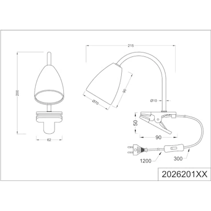 lightling Klemmleuchte Sandra, ohne Leuchtmittel, mit Schnurschalter, flexibel, IP20 – Bild 8