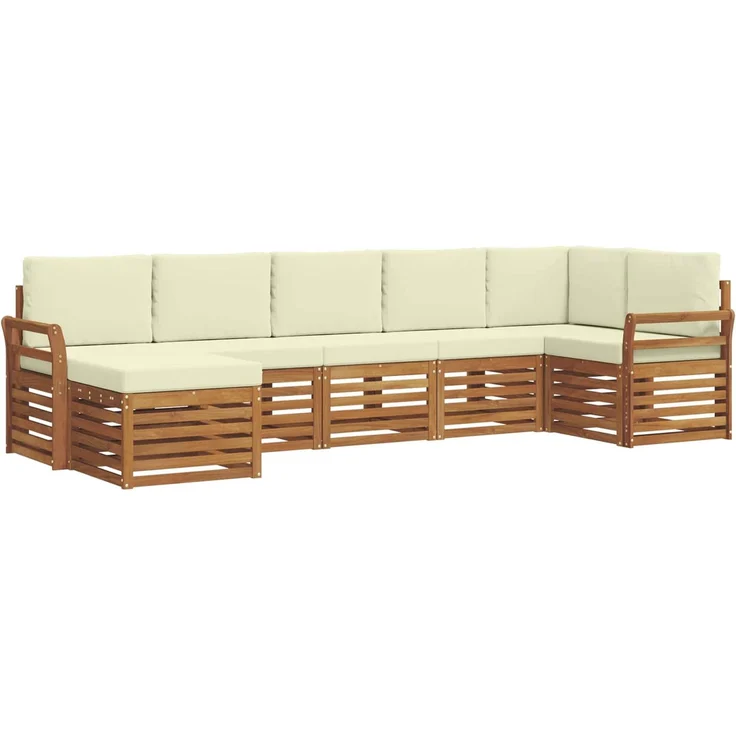 vidaXL Outdoor-Sofagarnitur 7 stk. 6-Sitzer Natur und Creme 3375170 – Bild 2