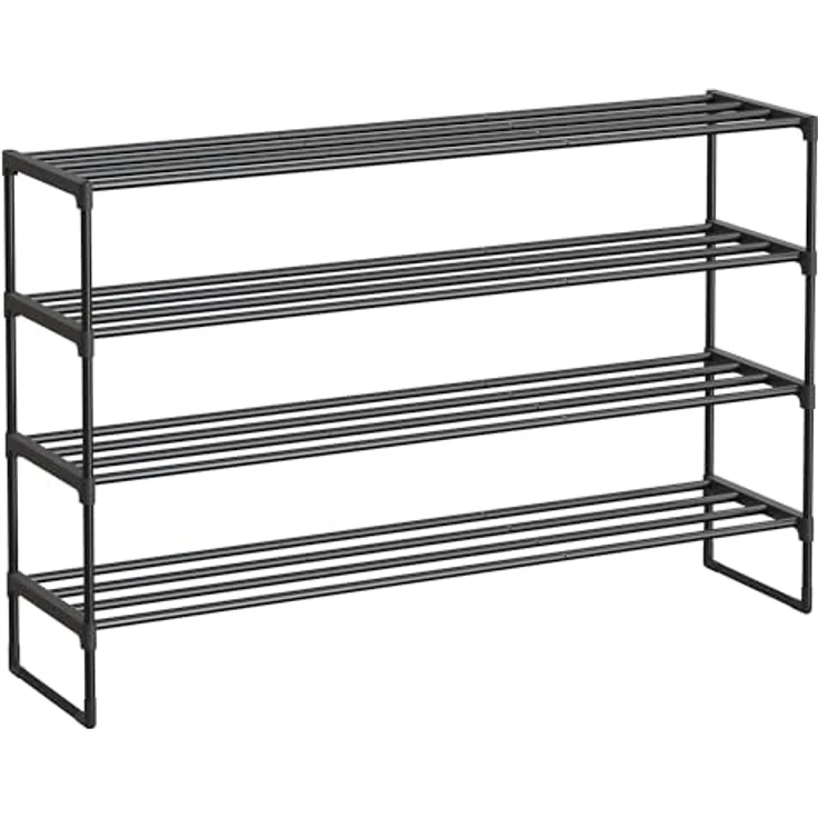 SONGMICS Schuhregal 4 Ebenen, Schuhständer Metall, Schuhaufbewahrung, Schuh-Organizer, aufrecht oder umgedreht, für 25-30 Paar Schuhe, stapelbar, Flur, 30 x 117 x 75 cm, schwarz LSA034B01 – Bild 2