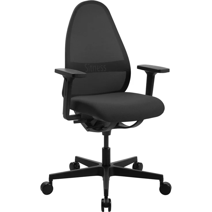 Sitness 'ART' Bürodrehstuhl, Stoff schwarz, 64 x 108 x 64 cm, höhenverstellbar und 110 kg belastbar – Bild 1