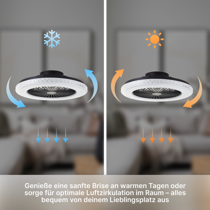 Brilliant LED Deckenlampe mit Ventilator, 49 cm Ø - RGB-Frontlicht & CCT-Zentralbeleuchtung, dimmbar, mit Farbwechsel & Fernbedienung – Bild 6