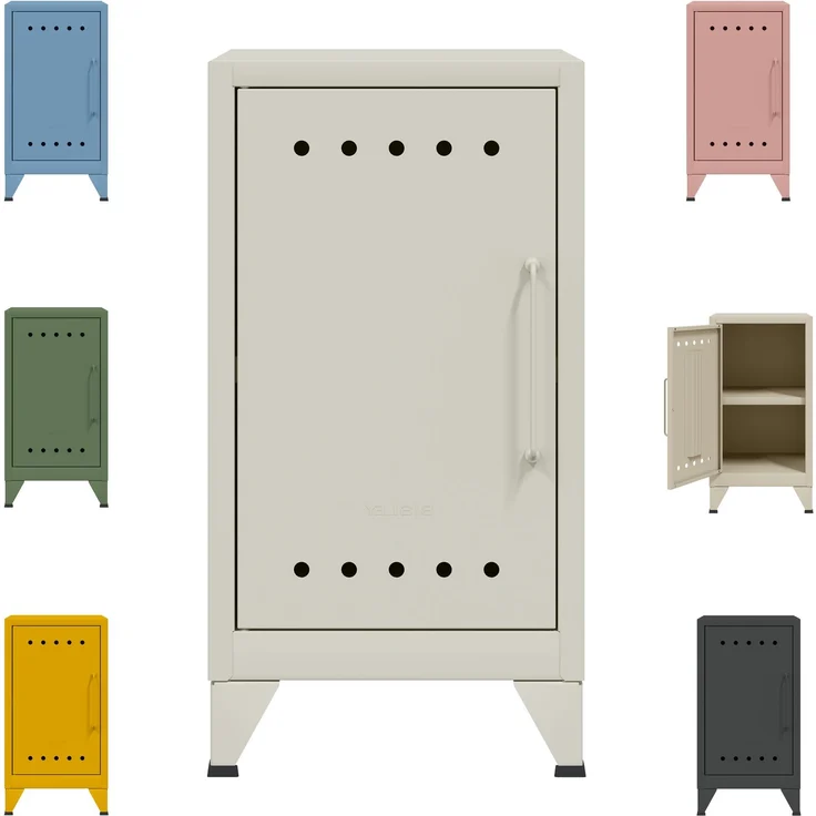 Bisley Fern Mini Ablageschrank aus Metall | Beistellschrank im Retro-Instustrial Design in lichtgrau, FERMINLH-645 – Bild 2