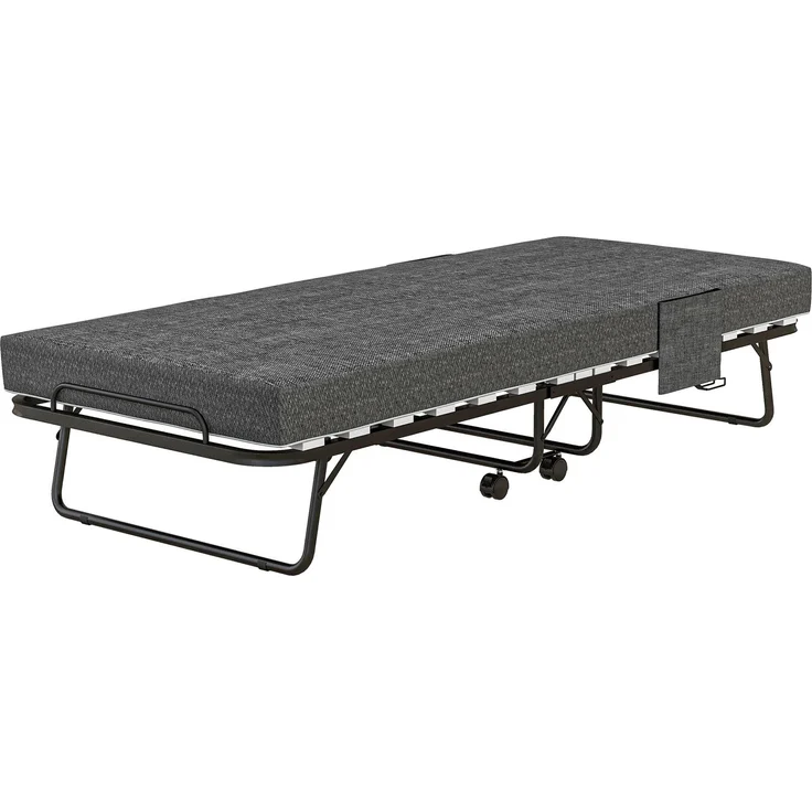 MELAYR, Klappbett, Matratze, 4 Rollen, Metallgestell, bis 150 kg, 190 x 80 x 42 cm, Dunkelgrau – Bild 2
