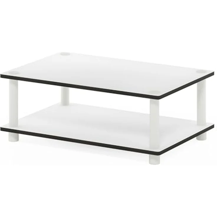 Furinno JUST Couchtisch, 2-stufiger Moderner Couchtisch Mit Offenem Regalboden, Beistelltisch Mit Werkzeugloser Montage, Für Wohnzimmer, Schlafzimmer, Homeoffice, Reinweiß – Bild 4