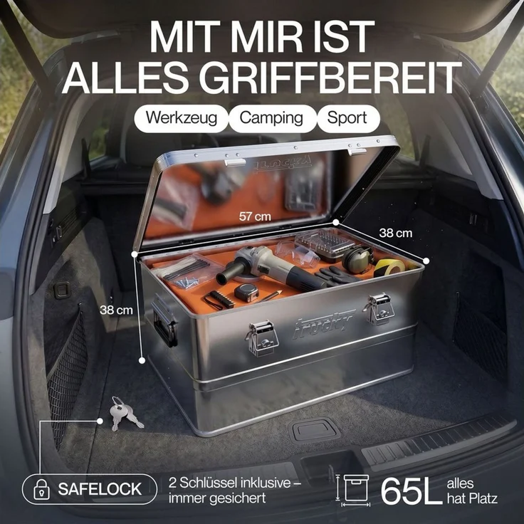 Trucky Allzweckkiste Aluminium Box mit Deckel Silber Alukiste Alu Kiste Abschliessbar – Bild 3