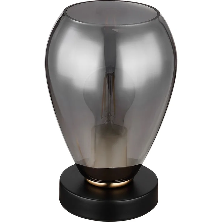 Tischleuchte, Metall schwarz, Glas rauch, H 23,5 cm – Bild 1