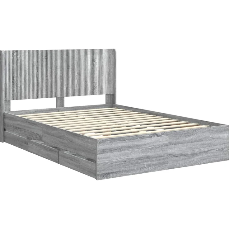 vidaXL Bettgestell mit Stauraum und Kopfteil Sonoma-Grau 140 x 200 cm 3413946 – Bild 4