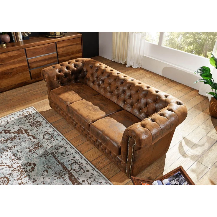 Sofa 203x86x72 braun CHESTERFIELD – Bild 3