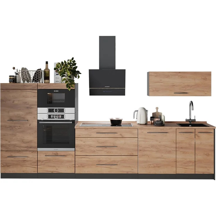 Küchenzeile Fame-Line Goldkraft Eiche/Anthrazit 340 cm, AP Anthrazit Vicco – Bild 6