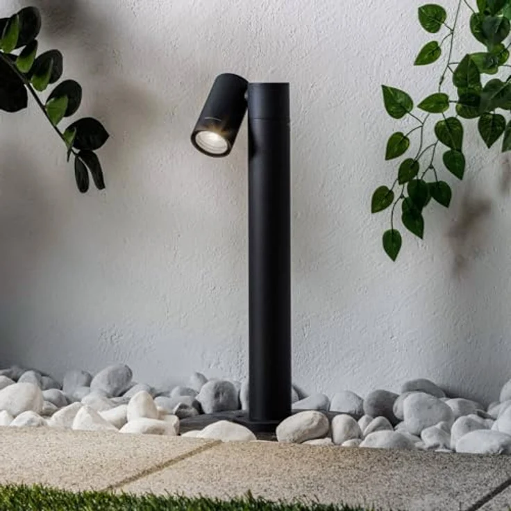 PRIOS Außenleuchte Tulimar, moderne 1-flammige Pollerleuchte aus schwarzem Aluminium, IP65, GU10, für Garten und Terrasse – Bild 2