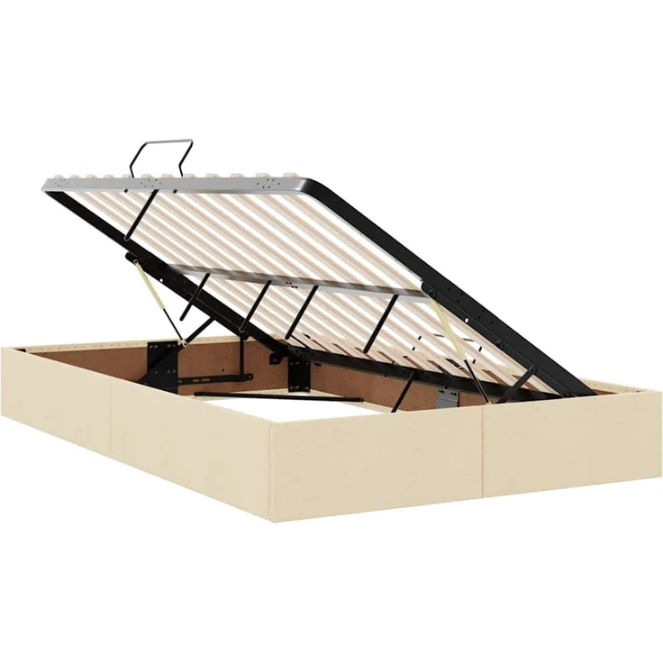vidaXL LED-Speicherbett mit Matratze Creme 120 x 190 cm Stoff 3372406 – Bild 7