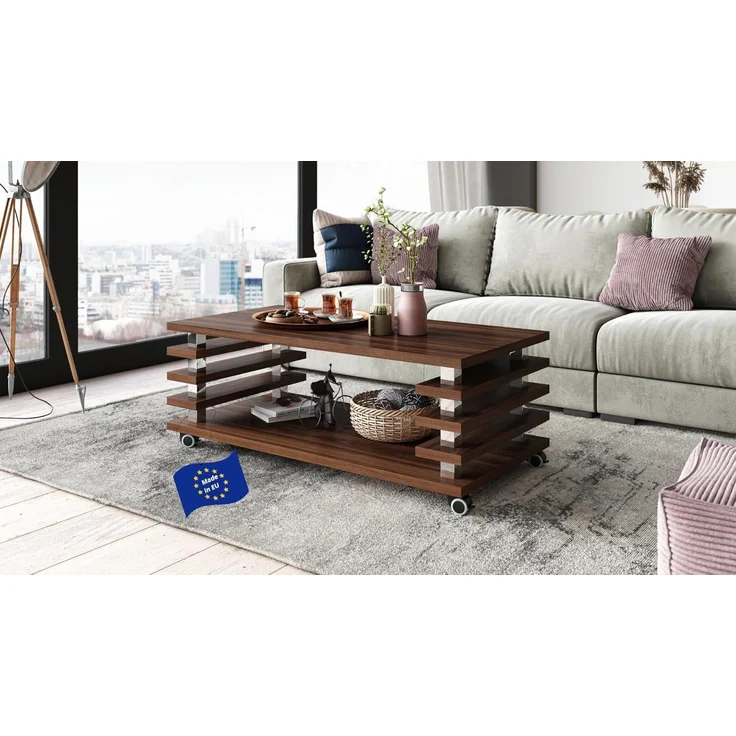 designimpex Couchtisch DC-3 Design Wohnzimmertisch Tisch mit / ohne Rollen – Bild 1