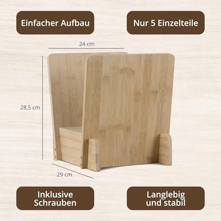 Stagecaptain Aufbewahrungsbox LPSB-40 Bambus LP-Ständer Regal für Schallplatten und mehr (inklusive Schrauben für den Zusammenbau), Platz für bis zu 40 12"-LPs – Bild 6