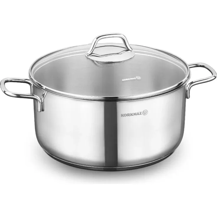 Korkmaz Perla Kochtopf aus hochwertigem 18/10-Edelstahl - 28 x 14 cm - 8,5 Liter