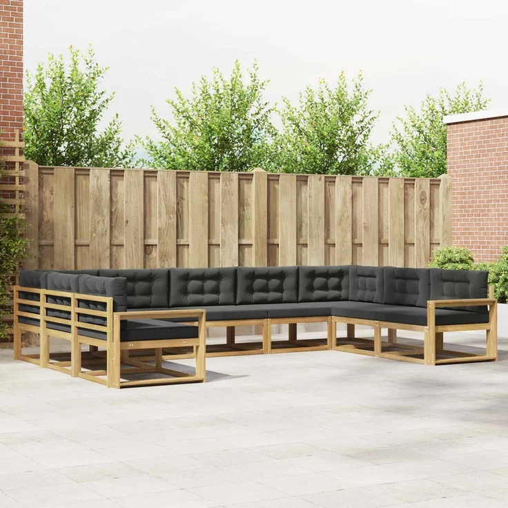 vidaXL Outdoor-Sofagarnitur 9 stk. 9-Sitzer Weiß und Anthrazit 3387041 – Bild 1