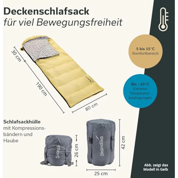 Skandika Deckenschlafsack Iceland Salmon, 3 Jahreszeiten, 220 x 80 cm, Schlafsack, Camping Schlafsäcke – Bild 6