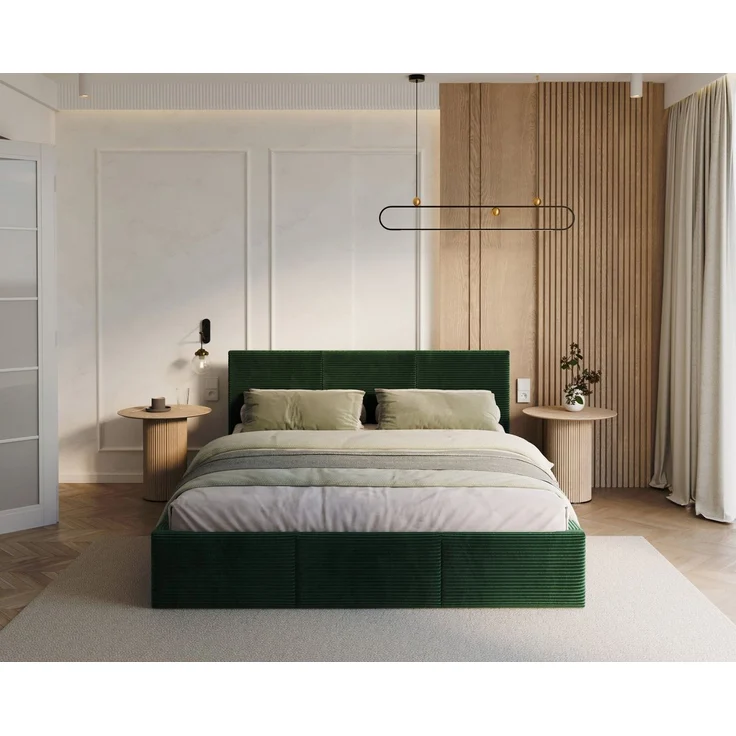 thematys Polsterbett mit Bettkasten & Lattenrost – Stauraumbett Cord 90x200cm, ohne Matratze, Grün, Art.-Nr. S05EG0T8VZC – Bild 1