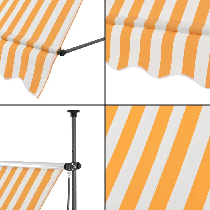 Klemmmarkise Stem 200x120x220-309 cm Gelb / Weiß [pro. tec] – Bild 6