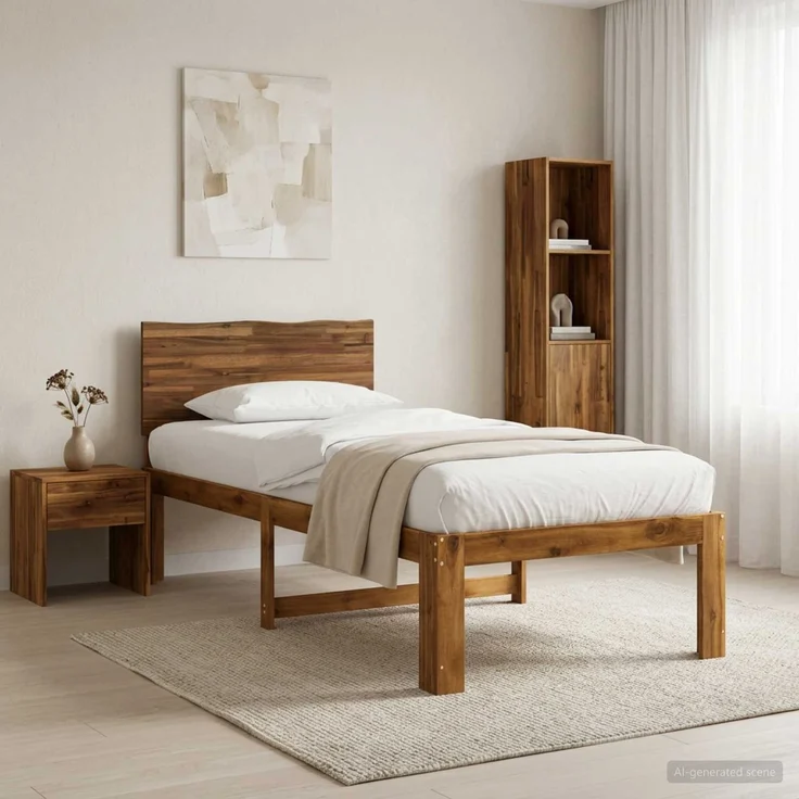 vidaXL Einzelbettgestell mit Kopfteil ROSTOCK Natur 90 x 190 cm 903399 – Bild 1