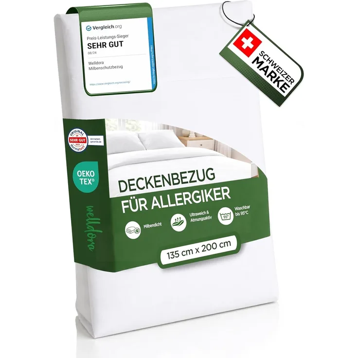 Welldora Bettbezug, Milbenbezug Bettdecke, Allergiker Deckenbezug fachärztlich getestet, Encasing gegen Milben & Bettwanzen, Allergiker Bettwäsche Decke