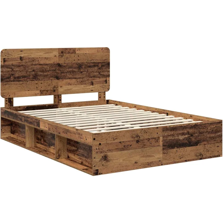vidaXL Bettrahmen Altholz 140 x 190 cm Massives Kiefernholz 3412495 – Bild 3