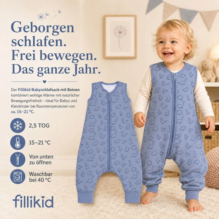 Fillikid Ganzjahres-Schlafsack mit Füßen Exklusiv – Bild 3