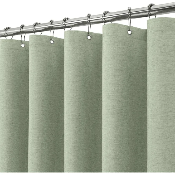 Duschvorhang Leinen 182x214cm Salbeigrün wasserdicht & schwer - 1er Pack
