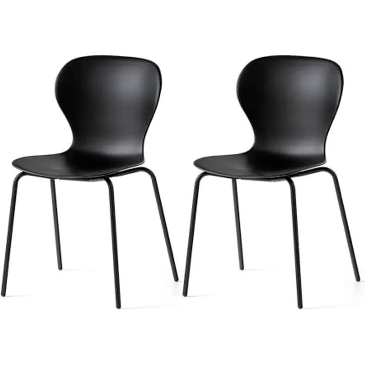 Connubia, 2 OPS! Stühle, Metallgestell, Mattschwarz, Sitz aus 100% recyceltem Polypropylen, Mattschwarz