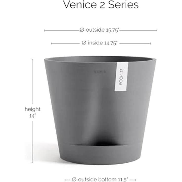 ECOPOTS Blumentopf Venice 2 40 Grau, für den Innenbereich – Bild 3