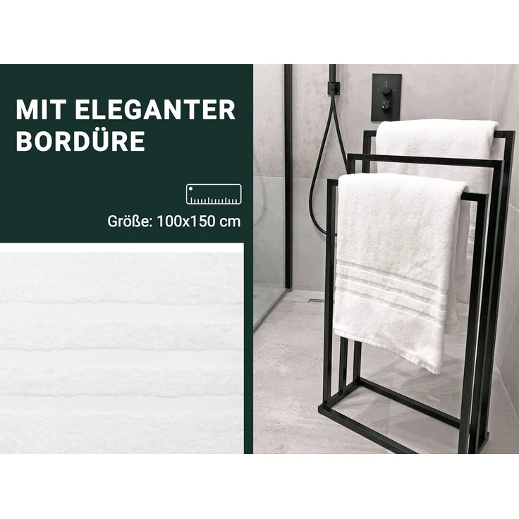 ZOLLNER Badetücher, Walkfrottier (2-St), 100 x 150 cm, 100% Baumwolle, Hotelqualität – Bild 2