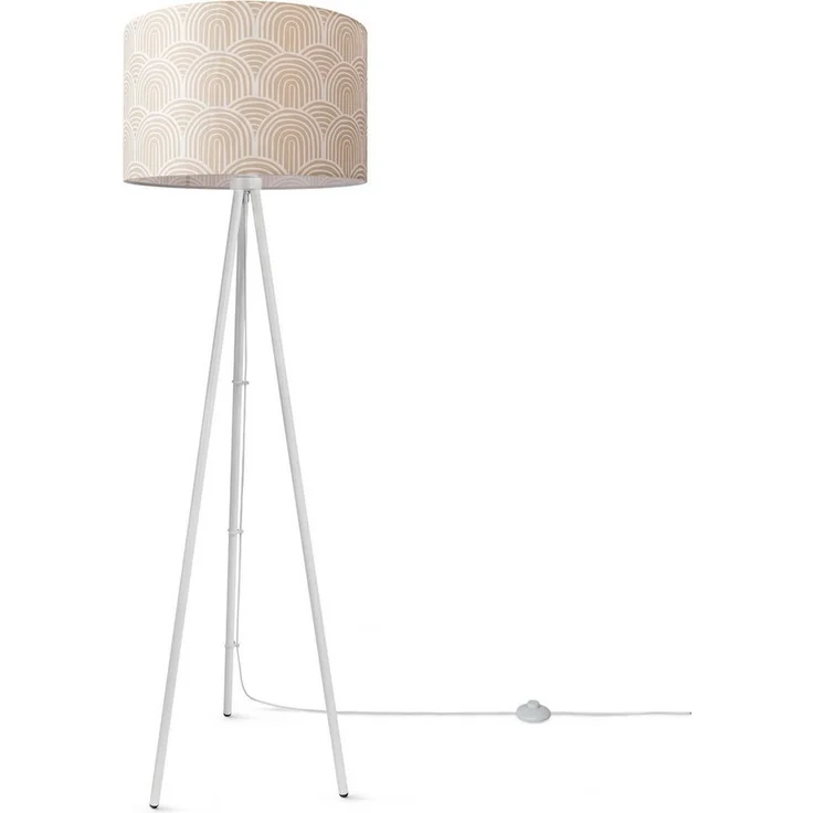 Paco Home Stehlampe Trina Pillar, ohne Leuchtmittel, Wohnzimmer Stehleuchte Dreibein Stativ Mit Stoffschirm Uni Modern – Bild 3