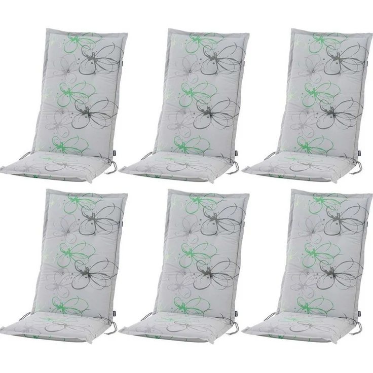 BURI Hochlehnerauflage Hochlehner Gartenstuhlauflagen Sitzkissen Sitzauflage Stuhlauflage, (6 St) – Bild 5