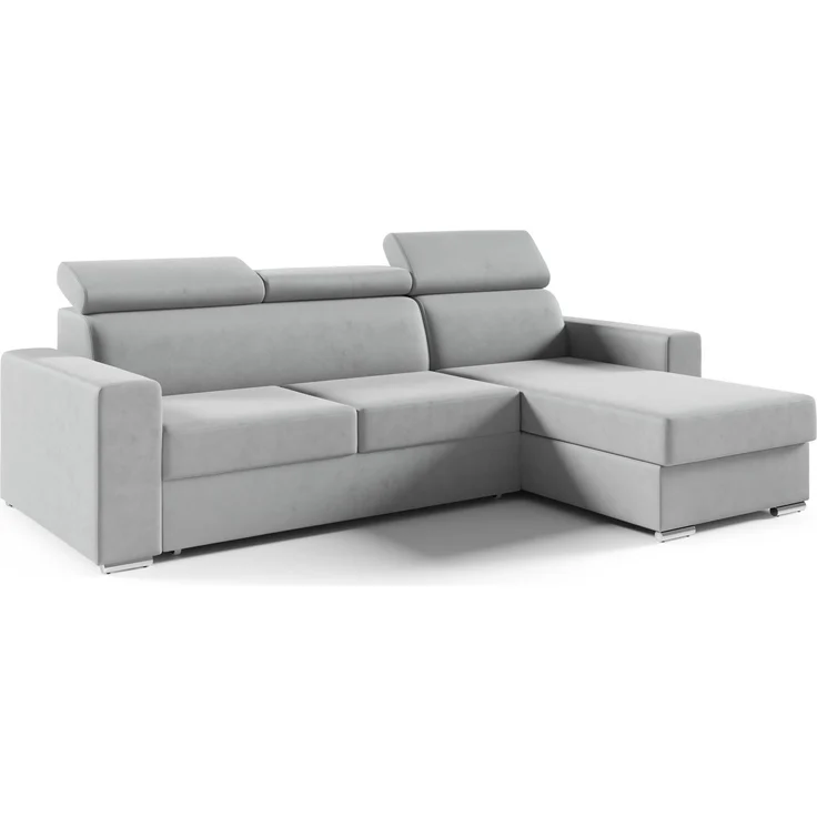 Ecksofa in L-Form NELA, L-förmige Eckcouch mit Schlaffunktion, ausziehbares Sofa, 1 Bettzeugbehälter, verstellbare Kopfstützen, (Kronos 53), 96x170 cm – Bild 1