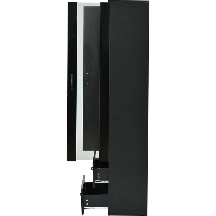 LED-beleuchtete Vitrine, 2 Türen, Standvitrine mit transparenter Tür, freistehende Vitrine LED-Vitrine Wohnzimmer Wohnzimmerwand LED-Vitrine LED-Schrank Buffetschrank,Schwarz--Schwarz--59.5x35x182cm--YOUDENOVA – Bild 8