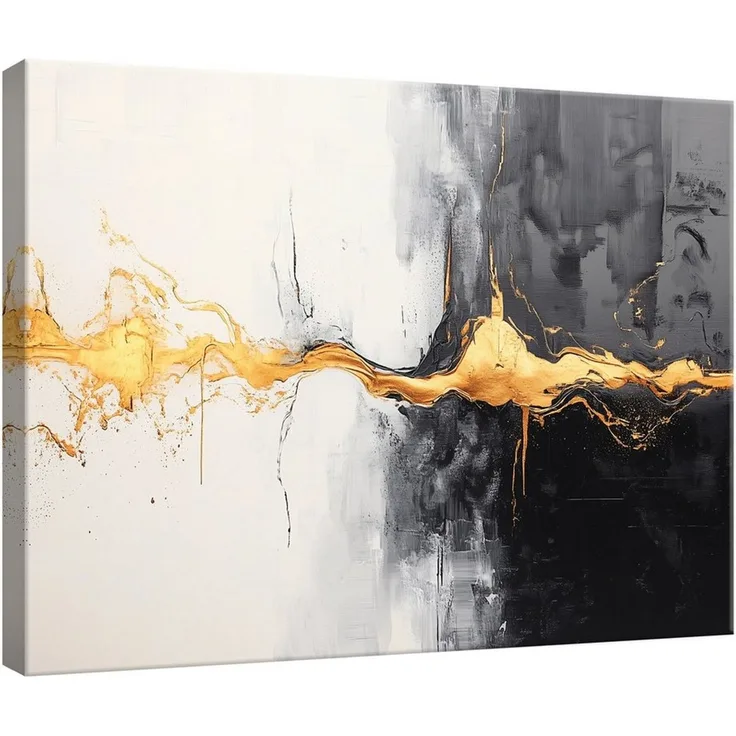 Wallarena Leinwandbild Abstrakt Marmor Glamour Grau Schlafzimmer, Wohnzimmer 60x40 cm, Abstrakt, 60x40 cm