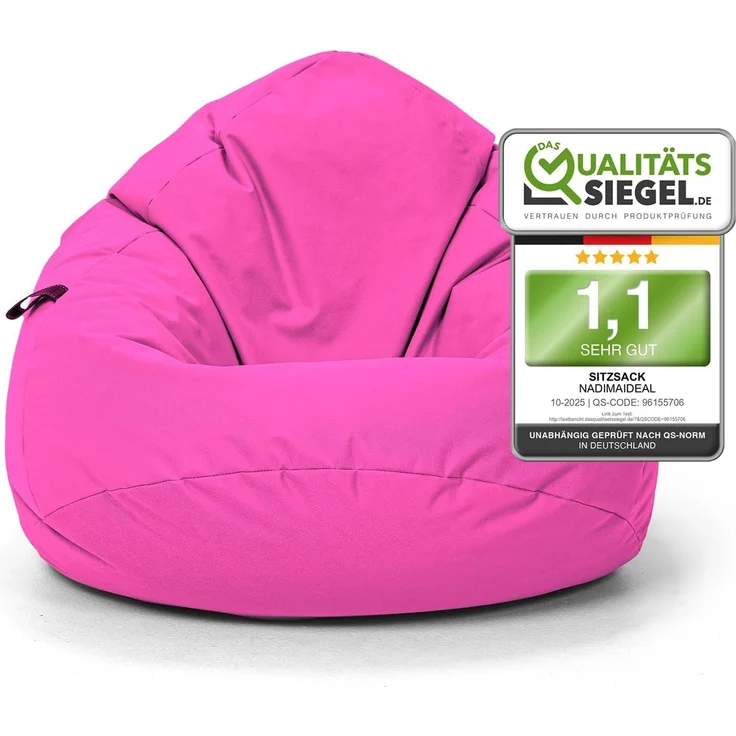 Nadimaideal Sitzsack Tropfenform Kastanie | Bodenkissen für Kinder & Erwachsene | Indoor & Outdoor | Gaming Sitzsack - Sitzkissen - Beanbag | Füllung EPS Perlen (Pink, XXL-Durchmesser 88 cm) – Bild 1