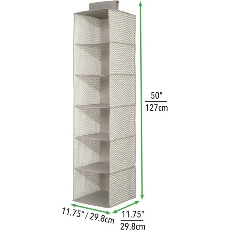 Hängender Stoffschrank Hängeaufbewahrung 2er Set mDesign 6 Böden Taupe / Natur – Bild 3