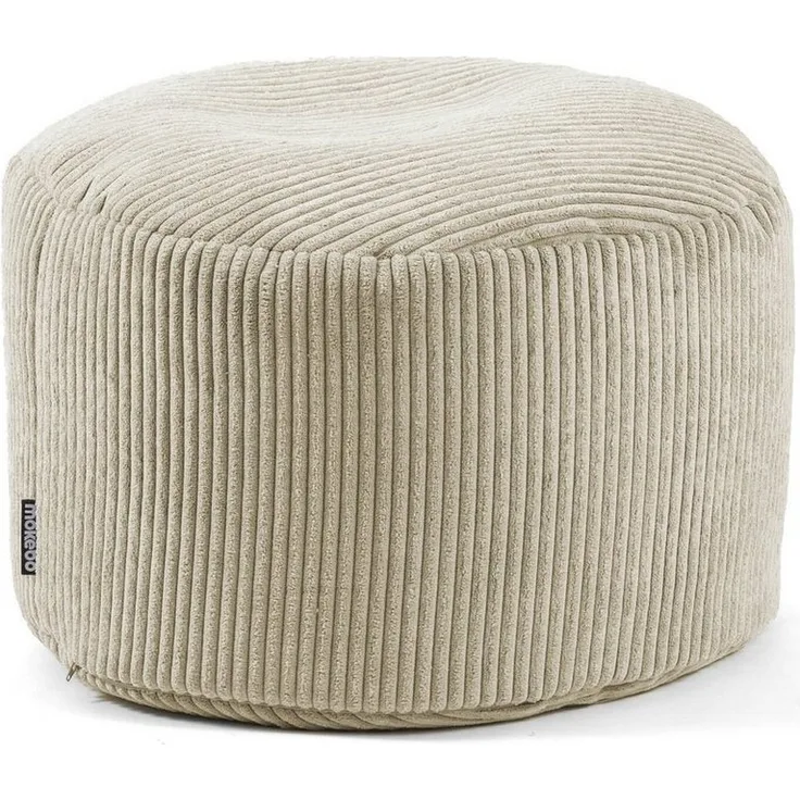 mokebo® Pouf, Hocker o. Sitzhocker aus Cord 30x50 cm 'Der Faule Lenz', Bodenkissen rund in beige, Fußhocker, Indoor Sitzkissen Stoff, Puff, Sitzpouf drinnen, kuschelig & weich, mit EPS-Perlen Füllung