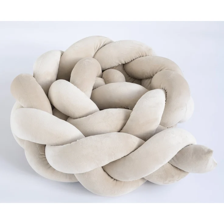 Loolay Nestchenschlange SAMT BEIGE Geflochtenes Kissen Zierkissen Dekokissen Bettumrandung, (Zugluftstopper Zugluft Schlange Wickeltischumrandung Babybett Kinderzimmer Schutz, VELOURS SAMT Bettschlange 100 150 200 300 400 cm und Länge auf Anfrage), Zug... – Bild 1