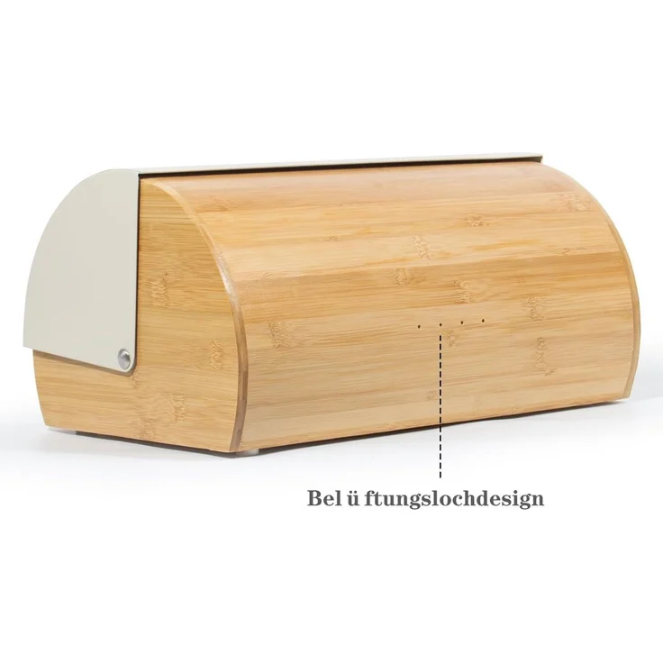 Zedelmaier Brotkasten Brotaufbewahrungsbox aus Metall Holz groß, (Set, 1 x Brotkasten), Brotkorb mit Deckel und Brotbeutel – Bild 2