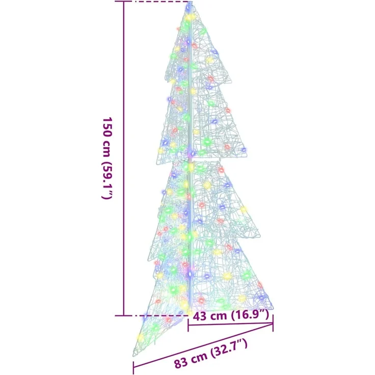 vidaXL Weihnachtsbaum Mehrfarbig 150 cm Acryl 160 LEDs 42019209 – Bild 10